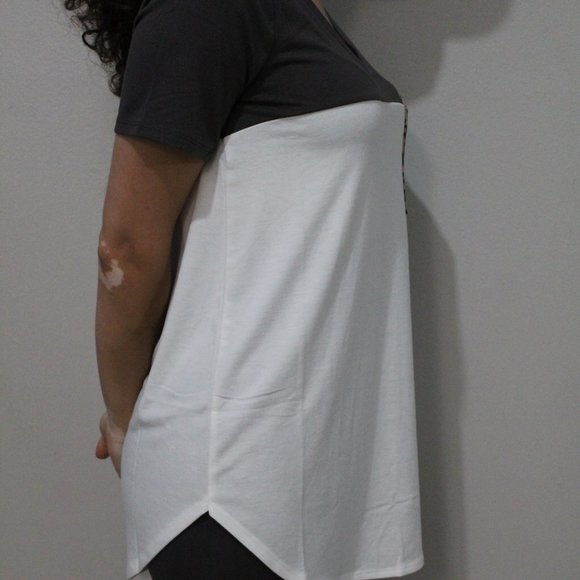 Leopard Pocket Colorblock V-Neck Tshirt - Picture 4 of 9